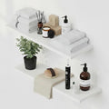 Floating Shelf Board for Wall 5/8" – No Brackets – 24" L x 8" W x 0.6" T White Melamine Wood Floating Shelves for Bathroom, K