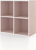 Homes: Inside + Out Apexa 4-Cube Storage Organizer Shelves, Stackable Wood Bookcase Fits Cubby Bins for Organization, Dorm Te