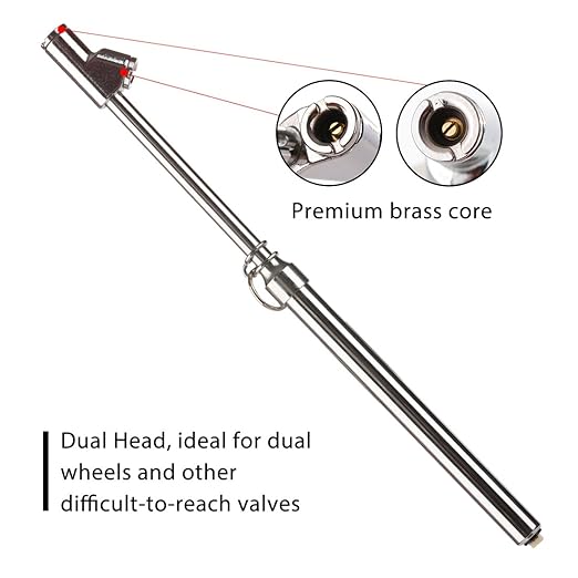 CZC AUTO Tire Pressure Gauge, Straight-on Foot Dual Head Chucks Auto Service Gage, Heavy Duty Air Gauge 10-150PSI 100-1000KPa for Car Truck RV Van (5 Packs, Silver)