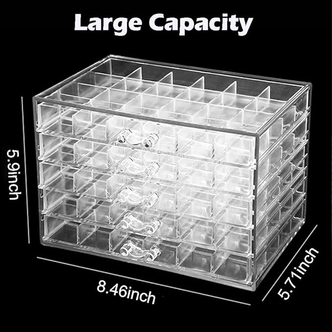 SPAKOWN Earring Organizer, Acrylic Jewelry Holder Organizer with 5 Drawers Stackable Earring Storage Case Jewelry Boxes for W