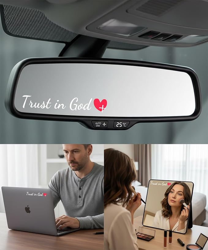 2 Pack Car Seat Belt Cover Pad with 3 PCS Trust in God Rearview Mirror Stickers,Soft Seatbelt Cushion Covers, Christian Car