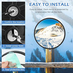 12" Acrylic Convex Mirror Convex Security Mirror, 12" Corner Security Blind Spot Mirrors, Traffic Garage Corner Mirrors, Adjustable Wide AngleMirrors for Indoor Outdoor