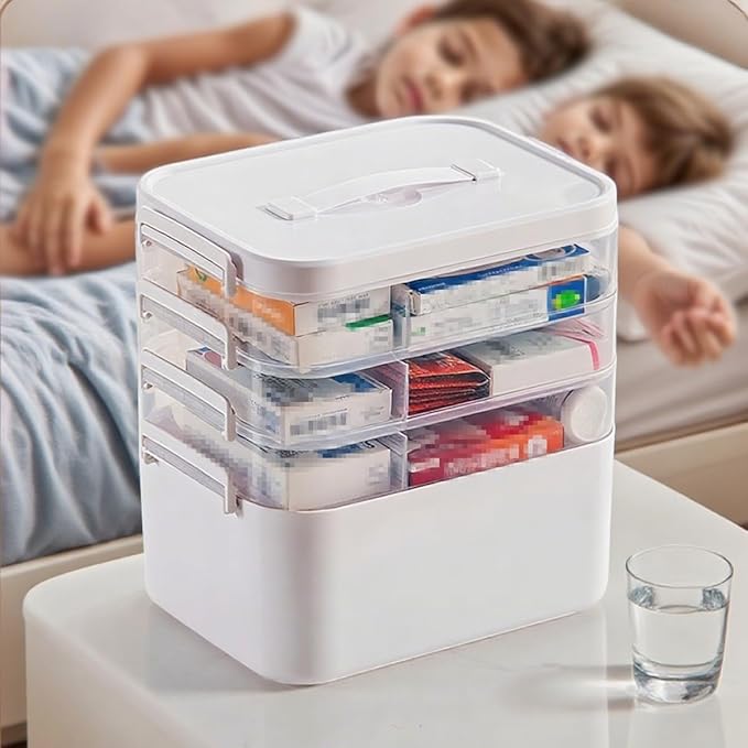 4-Tier Medicine Cabinet Organizer，Portable Medicine Cabinet with Handle, Empty First Aid Kit for Home,Multi-Purpose Organizer