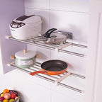 Hershii Expandable Tension Closet Shelf Rod Telescopic Metal Storage Rack Heavy Duty DIY Organizer Divider for Wardrobe Cupbo
