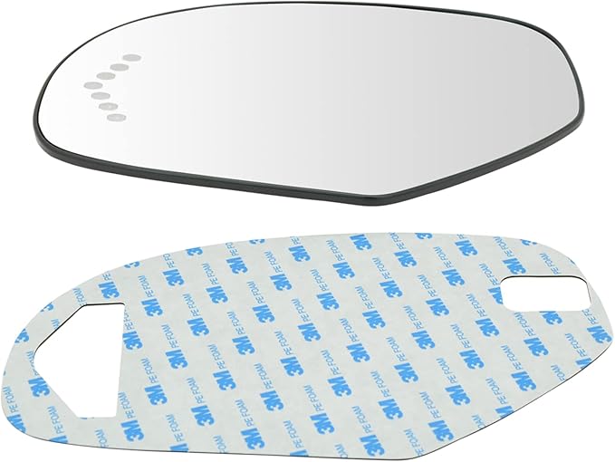 TRQ Driver Side Mirror Glass Heated Convex Turn Signal with Backing Plate For Factory Equipped Mirrors Compatible with 08-13 