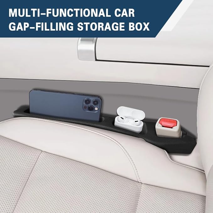 2PCS Car Seat Gap Filler Organizer, Car Organizers and Storage, Multi-Function Auto Side Seat Gap Filler for Prevent Items Falling, Vehicle Accessories Crevice Blocker for Truck SUV (Black)