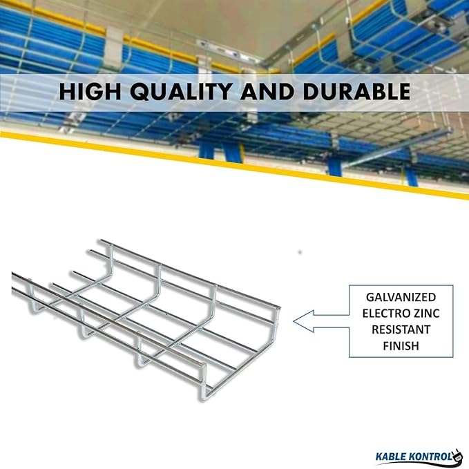 Kable Kontrol Cable Tray- 5 Feet Long - 8" Width, 6” Depth – Wire Mesh Tray Cable Management Rack Cords Organizer Cable Baske