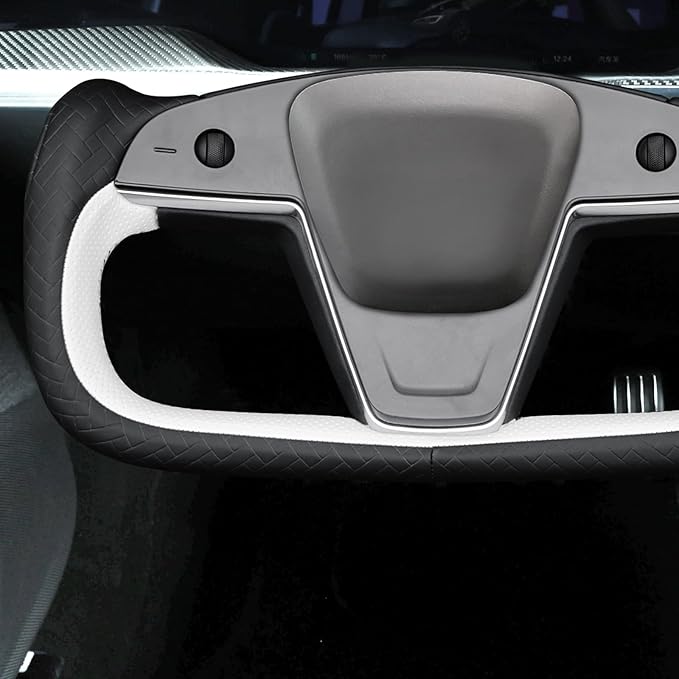 MEWANT Hand Stitched Tesla Model S Yoke Steering Wheel Cover Wrap for Tesla Model S 2021-2023 / Model X 2021-2023 Tesla Yoke Steering Wheel Accessories(3D Style)