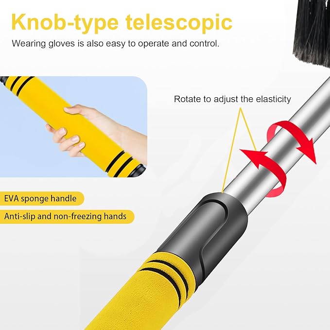 Ice Scrapers for Car Windshield,32“Snow Brush for Car with Ice Scraper, Retractable Handle and 360° Rotating Brush Head, Winter Car Accessories for Cars, Trucks and SUVs-Yellow
