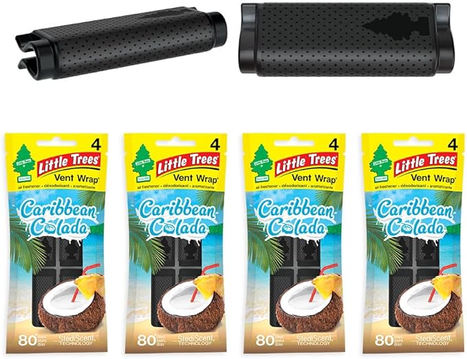LITTLE TREES Car Air Freshener | Vent Wrap Provides Long Lasting Scent, Invisibly Fresh | Caribbean Colada, 16 Air Fresheners