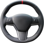 MEWANT Tesla Model 3/Model Y Hand Stitched Steering Wheel Cover for Tesla Model 3 2017-2023 / Model Y 2020-2023 for Tesla Model 3/Y Accessories