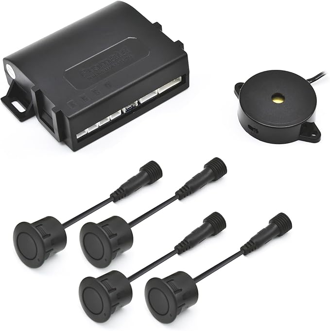 Promata PS01 Car Front Parking Sensor Kit with Buzzer,4 58KHz OE Standard Sensors,Radio Mute & Bull-bar Recognition Function,