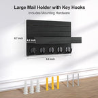Lwenki Key Holder for Wall, Decorative Key and Mail Holder with Shelf Has Large Hooks for Bags, Coats, Umbrella – Paulownia W