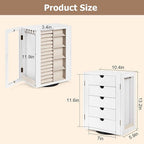 Emfogo 360° Rotating Jewelry Box for Women, Vintage Wooden Large Jewelry Organizer with 5 Drawers, Glass Doors, Vertical Open