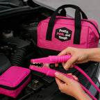 Pretty Pink Roadside Kit - Pink Emergency Kit for Teen Girls and Women - Car Accessories for Women - Durable Carry Bag with L