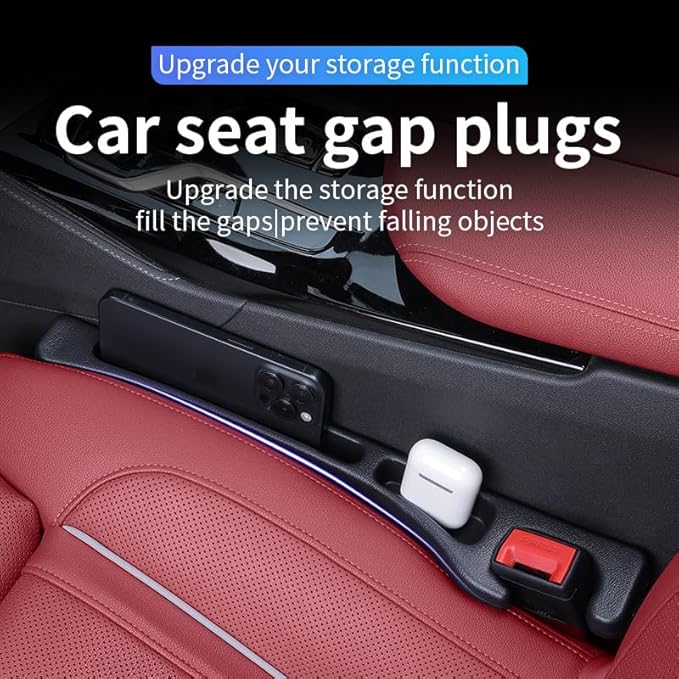 for Tesla Car Seat Gap Filler for Model 3 Y 2016-2024 - EVA Anti-Slip Organizer with Storage Slots for Phone/Keys, Easy Installation Gap Blocker to Prevent Items Falling (2 Pack Black)