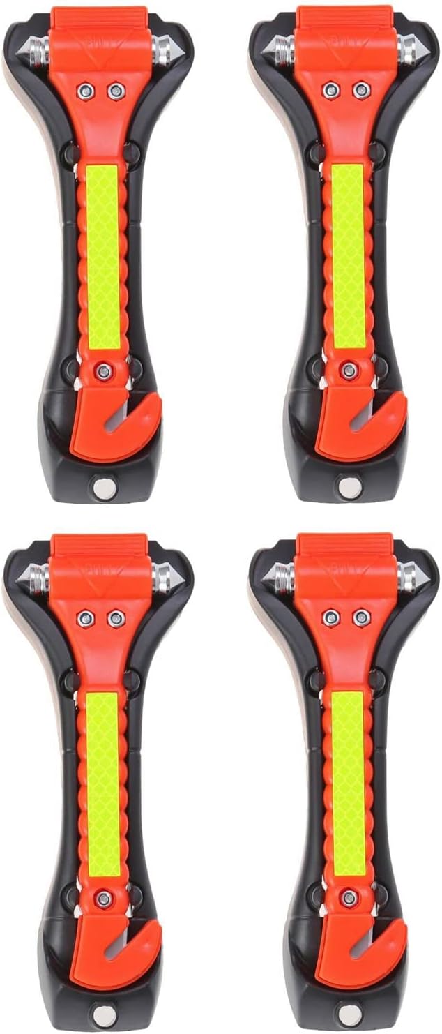 Car Safety Hammer 4 Pack, Window Glass Breaker and Seat Belt Cutter, 2-in-1 Emergency Auto Car Escape Tool, Life Rescue Tools