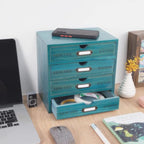 Wooden Storage Box with 4 Drawers Vintage Office Supplies and Accessories Letter Tray Wood Desktop School Supply Organizer Li