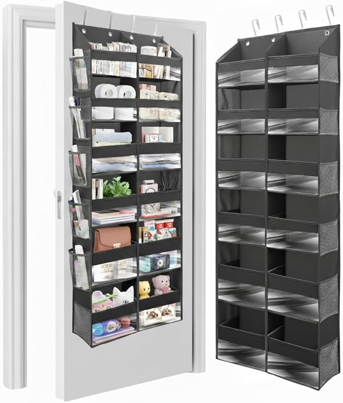 HOMELUX THEORY UPGRADED 6 Tiers Over The Door Organizer Hanging - 100D EXTRA THICK & 50lbs HUGE CAPACITY, 12 Side Mesh Pocket