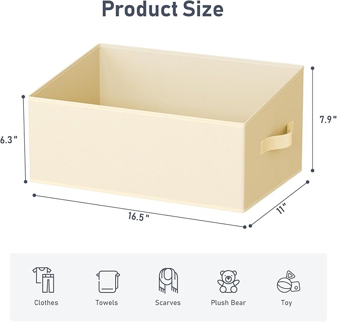 DIMJ Closet Storage Bins 6 Pack - Fabric Storage Baskets for Shelves, Large Clothes Organizers with Handles, Trapezoid Shelf 
