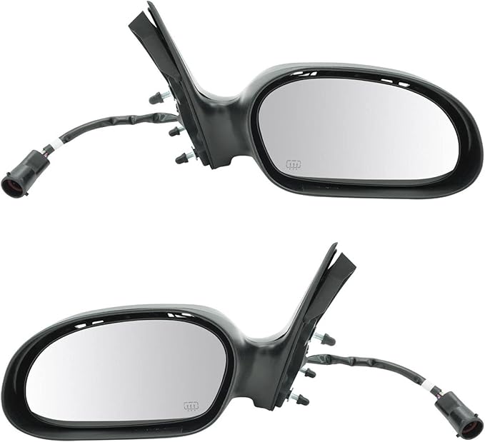 TRQ 2 Piece Driver and Passenger Side Mirror Assembly Set Electric Adjustment Heated No Memory Puddle Light Black Compatible 