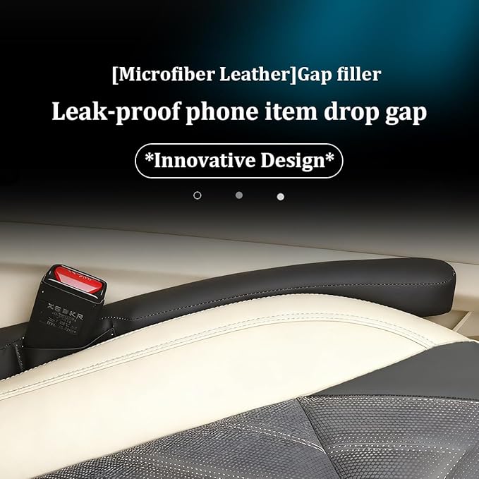 Car Seat Gap Filler, 2PCS Between Vehicle Seats Console Organizer Stop Things from Dropping, Automotive Interior Chair Gap Coverage Fill, Universal for SUV Automobile Truck (Black)