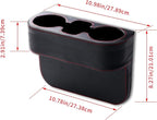 Car Cup Holder, Auto Front Seat Gap Interior Drink Organizer, Multifunctional Cup Drink Holders with PU Leather Cover, Gap Filler Storage Box Coin Bucket Console Side Pocket Key Wallet Holder (Black)