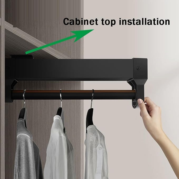 Pull-Out Clothes Rail, Extendable Clothes Hanger, Bearing 30kg, Valet Rods for Closets, Silent Slide Wardrobe Hanger, Closet 