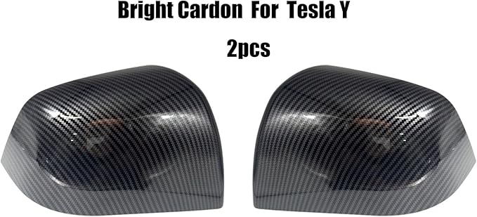 fit for Tesla Model Y Side Mirror Cover 2021-2024, Door Mirror Caps Accessories，Made of ABS Material (Bright Carbon Fiber Pattern)149559400A