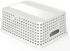 WYT Woven Plastic Storage Baskets, 6 Pack White Weave Bins Organizer, 10.1" x 7.55" x 4.1"