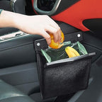 Smart LED Car Trash Can Waterproof Garbage Bag Passenger Side Artificial Leather Storage Pocket Leak Proof Reusable Traveling Portable Offices Toilet Garbage Cans Back Seat Hanging (Beige-1pack)