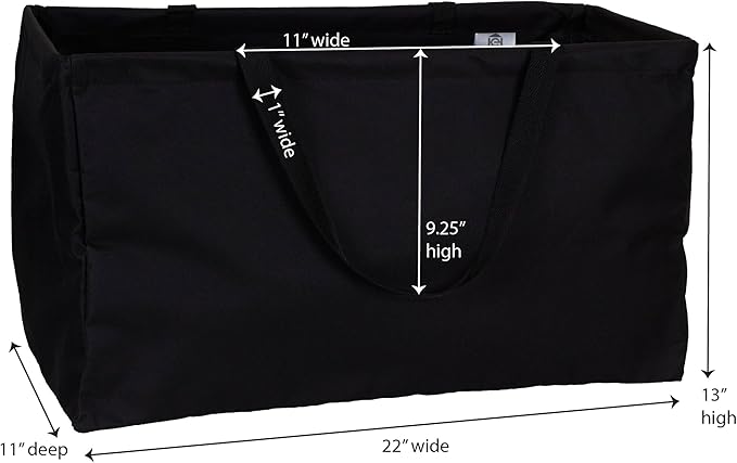 Household Essentials 2212-1 Krush Canvas Utility Tote | Reusable Grocery Shopping Bag | Laundry Carry Bag | Black