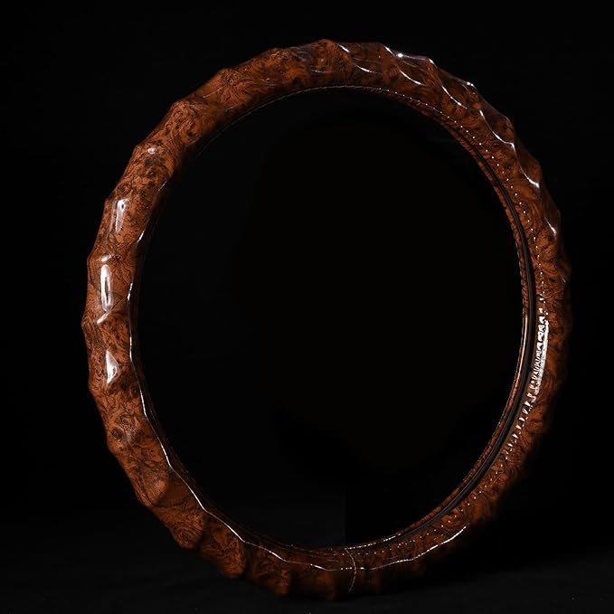 Wood Grain Steering Wheel Cover - Comfortable Grip, Artistic Design, Easy to Install, Universal Fit for Cars, Trucks, Vans & SUVs (Browntm3)