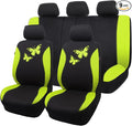 Flying Banner Butterfly car seat Covers ful Set Fashion Universal Lady Woman Female Rear Bench Split Colorized (Green, Full S