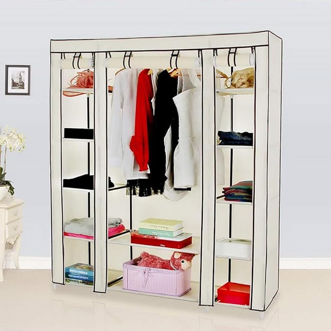 69" Portable Closet Storage Organizer Wardrobe Clothes Rack,Covered Garment Rack,Steel Tube Clothes Storage Organizer,Freesta