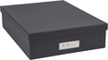 Bigso Oskar Fiberboard Label Frame Document Letter Box - File Organizer Box for Important Paperwork - Document Storage with a
