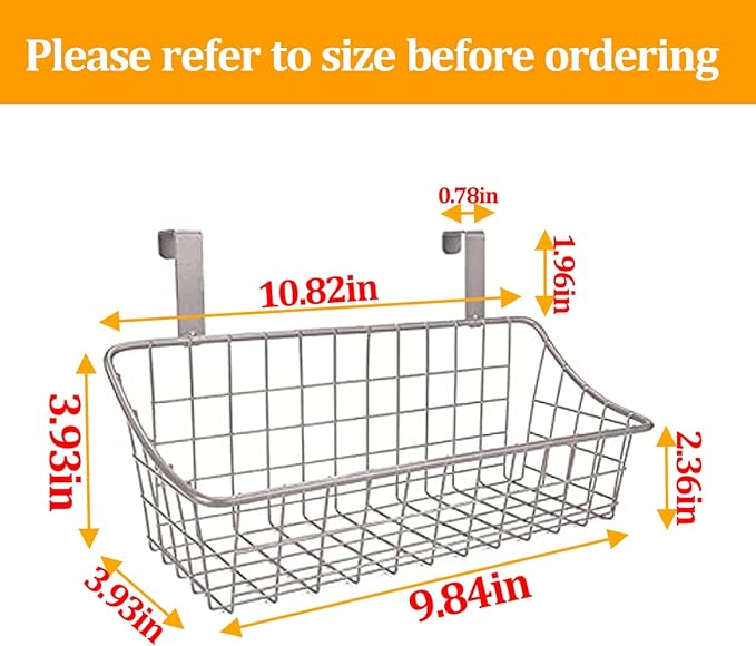LeleCAT Basket with hook Grid Storage Basket,Hang it behind a door or on a railing,Over the Cabinet Door,Champagne Gray,2 Pac