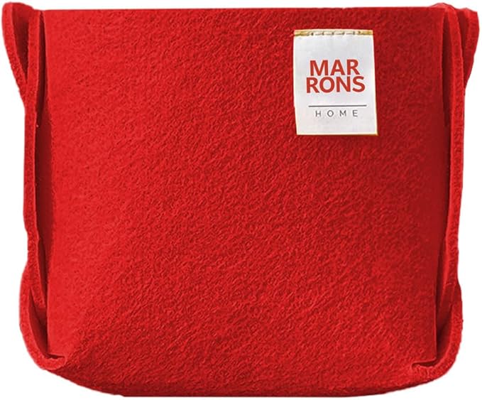 Collapsible Felt Red Storage Bin Mini 3.9"x3.9"x3.9" – Foldable Basket with Handles for Closet, Toy Storage, Laundry Room Org