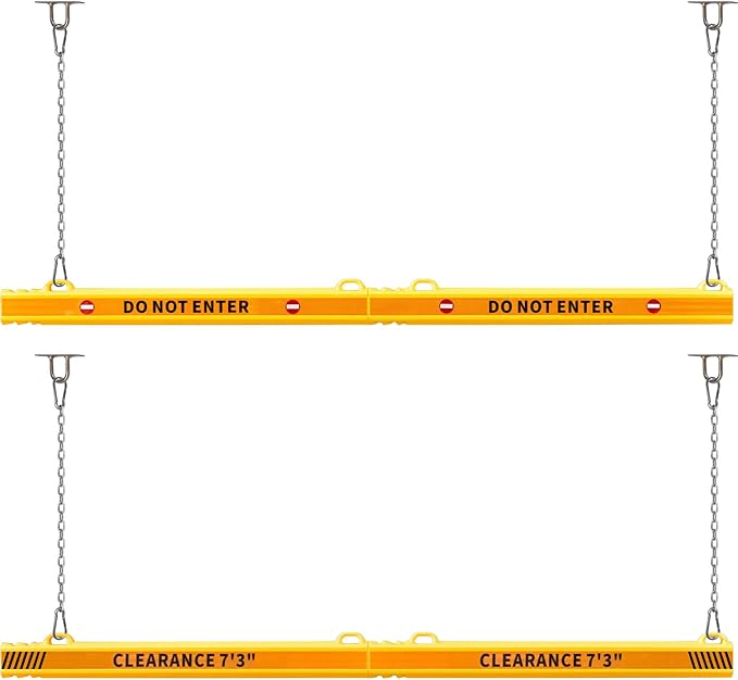 78" Parking Garage Height Clearance Bar - DO NOT ENTER & CLEARANCE 7' 3" - Hanging Crossbar by Chains, Yellow Reflective Parking Signs for Parking Lot, Warehouse, Garage Entrance and Exit