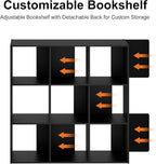 Sweetcrispy 9 Cube Storage Organizer - Open Cube Bookshelf with 5 Removable Back Panels, Display Storage Bookcase for Living 