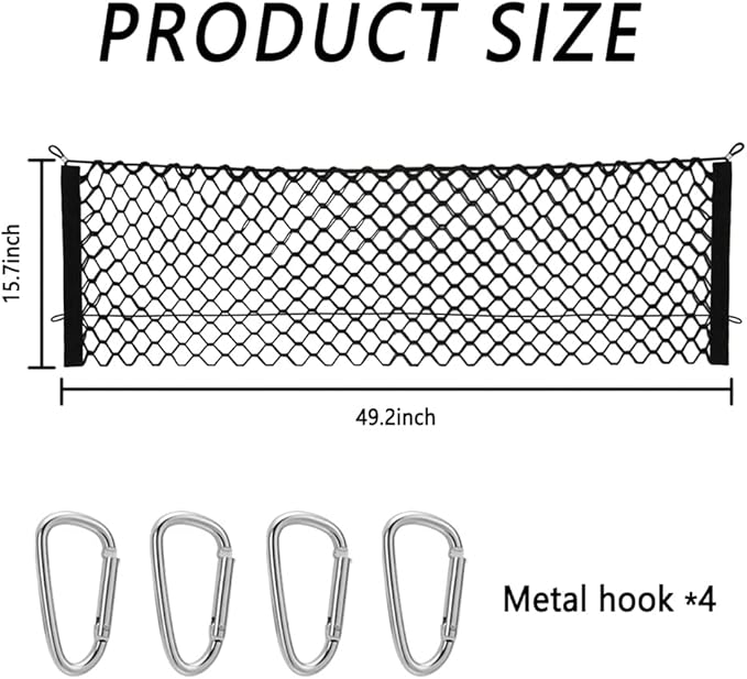 49''X16'' Truck Bed Organizer,Elastic Shrink Cargo Net Hold Many Items to Keep The Interior of Tidy,Truck Storage Fit for
