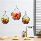 ERYTLLY Metal Fruit And Vegetable Storage Hanging Basket Wall Mounted, Hanging Basket For Kitchen Black Wire Baskets for Flow