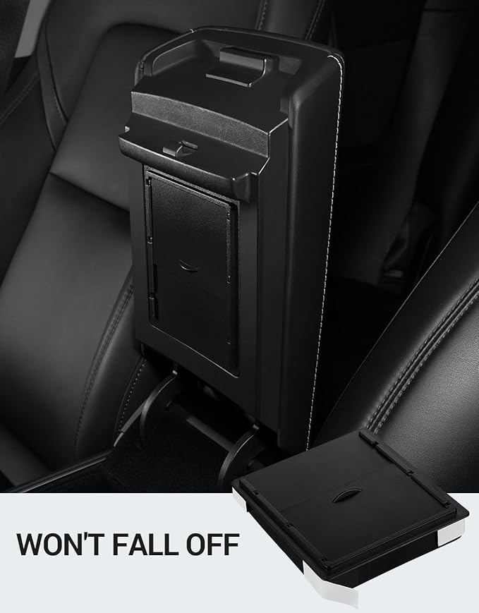 Motrobe 3PCS Tesla Model Y Model 3 Center Console Organizer Tray [Anti-Rattle Flocked] Armrest Hidden Storage Box Model Y 2021-2024 Model 3 2021-2023 Accessories [Not Fit 2024 Model 3 Highland]