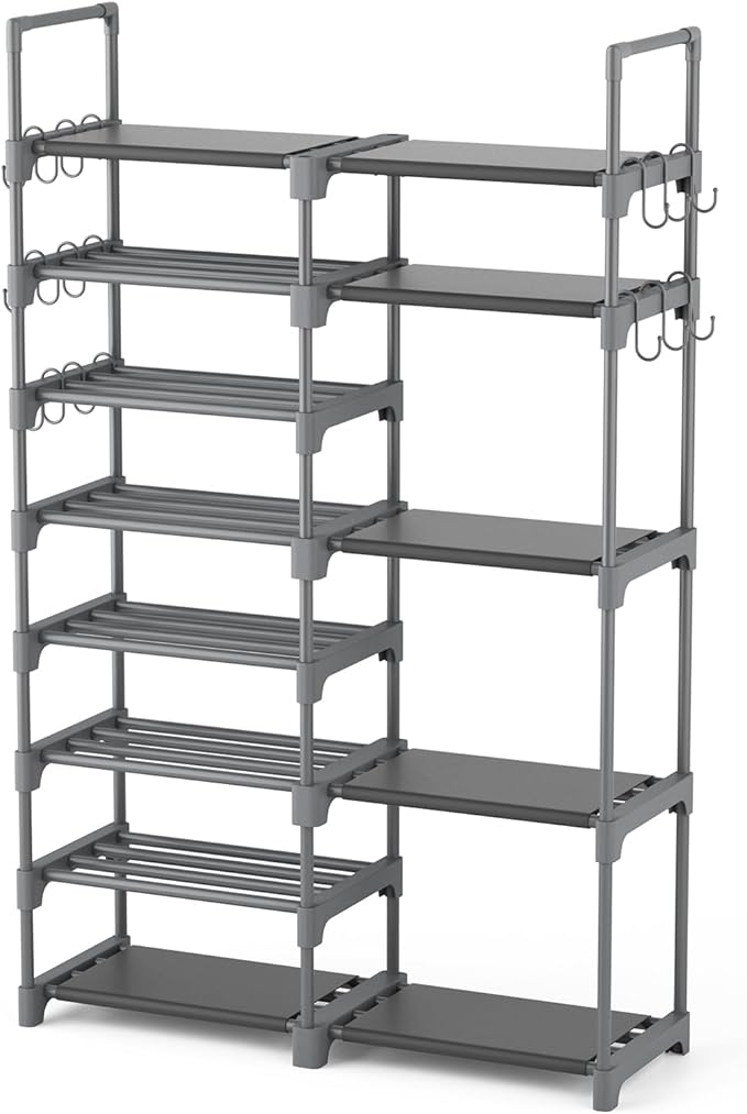 ROJASOP Shoe Rack, Shoe Storage Organizer for Closet Entryway Garage Bedroom, 8 Tier Tall Metal Shoe Shelf for 26-32 Pairs Bo