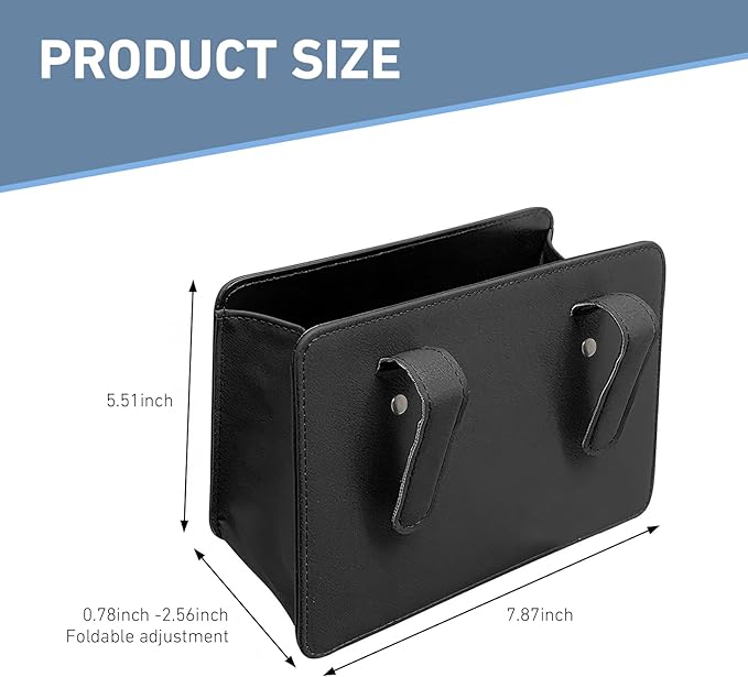 Car Trash Can, Leather Foldable Waterproof Garbage Organizer with 1 Roll Trash Bags, Multi-Function Hanging Interior Holder for Car SUV (Black)