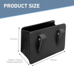 Car Trash Can, Leather Foldable Waterproof Garbage Organizer with 1 Roll Trash Bags, Multi-Function Hanging Interior Holder for Car SUV (Black)