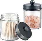 Amolliar 4 Pack Apothecary Jars Bathroom Vanity Storage Organizer Set -Countertop Canister with Stainless Steel Lids &Cute St