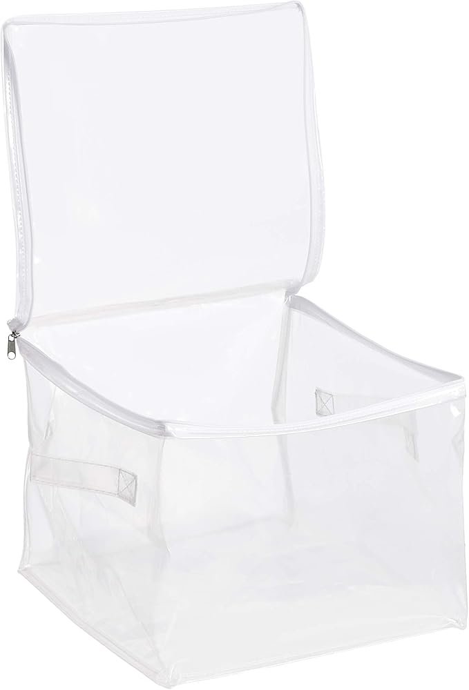 Amazon Basics Clear Zippered Storage Bags for Closet Organization, Stackable Clothing and Linen Storage Containers, 3-Pack