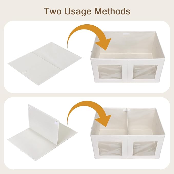 Univivi Large Storage Boxes with Lids, Collapsible Foldable Storage Bins for Clothes, [2-Pack] Fabric Storage Cubes with Hand