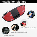 2Pcs Back Passenger Rear View Mirror Adjustable Blind Spot Mirror,Real Glass,Car SUV Side View Mirror With Convex Surface Stick on B-Pillar for Second Row Door Safely Get-Off (Black frame, 2 PCS)